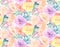 Watercolor Roses seamless pattern. Vibrant floral background. Botanical hand drawn illustration. Colourful flowers and