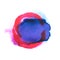 Watercolor round shaped blot in blue and pink colors