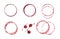 Watercolor round spots of red wine, drops, splashes, spilled wine glass, icons.