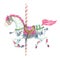 Watercolor Running Purple Carousel Horse