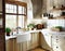 Watercolor of rustic modern farmhouse kitchen interior design