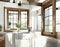Watercolor of rustic modern farmhouse kitchen interior design
