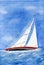 watercolor sailboat on high seas