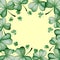 Watercolor Saint Patrick`s Day frame. Clover ornament. For design, print or background