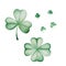 Watercolor Saint Patrick`s Day illustration. Clover ornament. For design, print or background