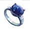 Watercolor sapphire ring illustration isolated