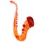 Watercolor saxophone cartoon figure, isolated on