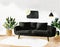Watercolor of Scandinavian style black sofa in illustrated modern interior design
