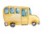 Watercolor school big yellow bus