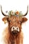 Watercolor Scottish highland cow Generative AI