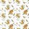 Watercolor sea buckthorn berries seamless pattern