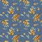 Watercolor sea buckthorn berries seamless pattern