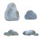 Watercolor sea pebbles. Set of gray stones