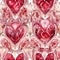 Watercolor seamles pattern with hearts. Whimsical detailed wallpaper, texture design for gift wrap. Generative AI