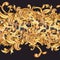 Watercolor seamless border with animal print. Golden baroque rococo ornament pattern