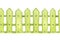 Watercolor seamless border, bright green fence on white background.