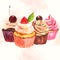 Watercolor seamless cupcake background