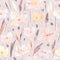 Watercolor seamless cute abstract trendy flower pattern.