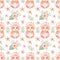 Watercolor seamless cute pink cartoon dinosaurs pattern. Little dino background for kids. Tropical repeat paper