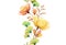Watercolor seamless floral border. Abstract yellow roses, gingko leaves and on white. Isolated hand drawn illustration
