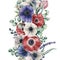 Watercolor seamless floral border. Hand painted bouquet with red, white and blue anemone. eucalyptus leaves and branch