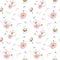 Watercolor seamless floral pattern with cotton. Bohemian natural patterns: leaves, feathers, flowers, rose boho white