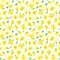 Watercolor seamless floral pattern on white background. Wild yellow flowers with green leaves on white background