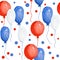 Watercolor seamless hand drawn pattern for US Independence day 4th fourth of July patriotic background print, balloons