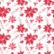 Watercolor seamless holiday pattern with different leaves, holly and berries. Christmas repeated vintage background.