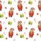 Watercolor seamless new year pattern bull on a white background