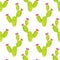 Watercolor seamless opuntia cactus pattern. Hand paint background. Can be used for wrapping paper and fabric design.