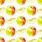 Watercolor seamless pattern with apples. Hand drawn botanic design. Template for a banner, poster, notebook, invitation