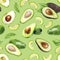 Watercolor seamless pattern avocado on a color background.