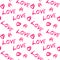 Watercolor seamless pattern, background with hearts, word love, February 14 for Valentine's Day, red on white background