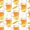 Watercolor seamless pattern with beer mug