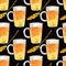 Watercolor seamless pattern with beer mug