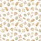 Watercolor seamless pattern of beige and creamy palm leaves. Exotic blush background. Tropical pattern