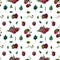 watercolor seamless pattern blackberry  raspberry  green leaves  branches set  seamless pattern