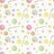 Watercolor seamless pattern with bright candies, lollipops and sweets