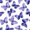 Watercolor seamless pattern with bright galaxy butterflies.