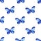 Watercolor seamless pattern with bright galaxy butterflies