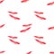 Watercolor seamless pattern of bright red scarlet bird feathers of different size isolated on white background