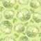 Watercolor seamless pattern cabbage on a color background.