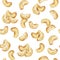 Watercolor seamless pattern cashew isolated on a white background.