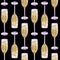 Watercolor seamless pattern of champagne glasses. Hand-drawn illustration.