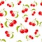 Watercolor seamless pattern with cherries. Hand drawn design.