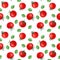 Watercolor seamless pattern with cherry tomatoes and basil leaves. Illustration for wrapping, wallpaper, fabric, textile