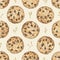 Watercolor seamless pattern with chocolate chip cookies