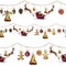 Watercolor seamless pattern with christmas garland.