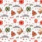 Watercolor seamless pattern with Christmas illustrations